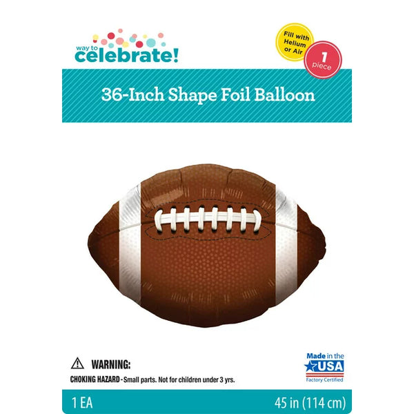 Way to Celebrate 36" Traditional Brown Football Foil Balloon for All Occasions