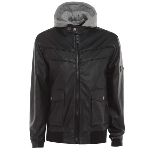 Men’s Hooded Bomber Leather Jacket